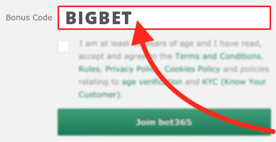 how to use BIGBET during bet365 registration
