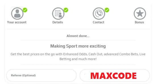 Enter the NetBet bonus code MAXCODE in the registration field