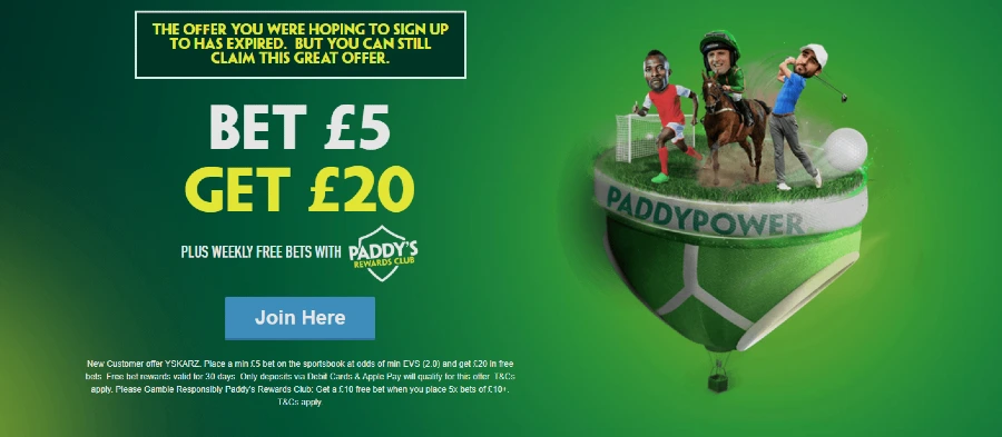 paddy power uk new sports offer £30 IN FREE BETS WHEN YOU place a £5 BET